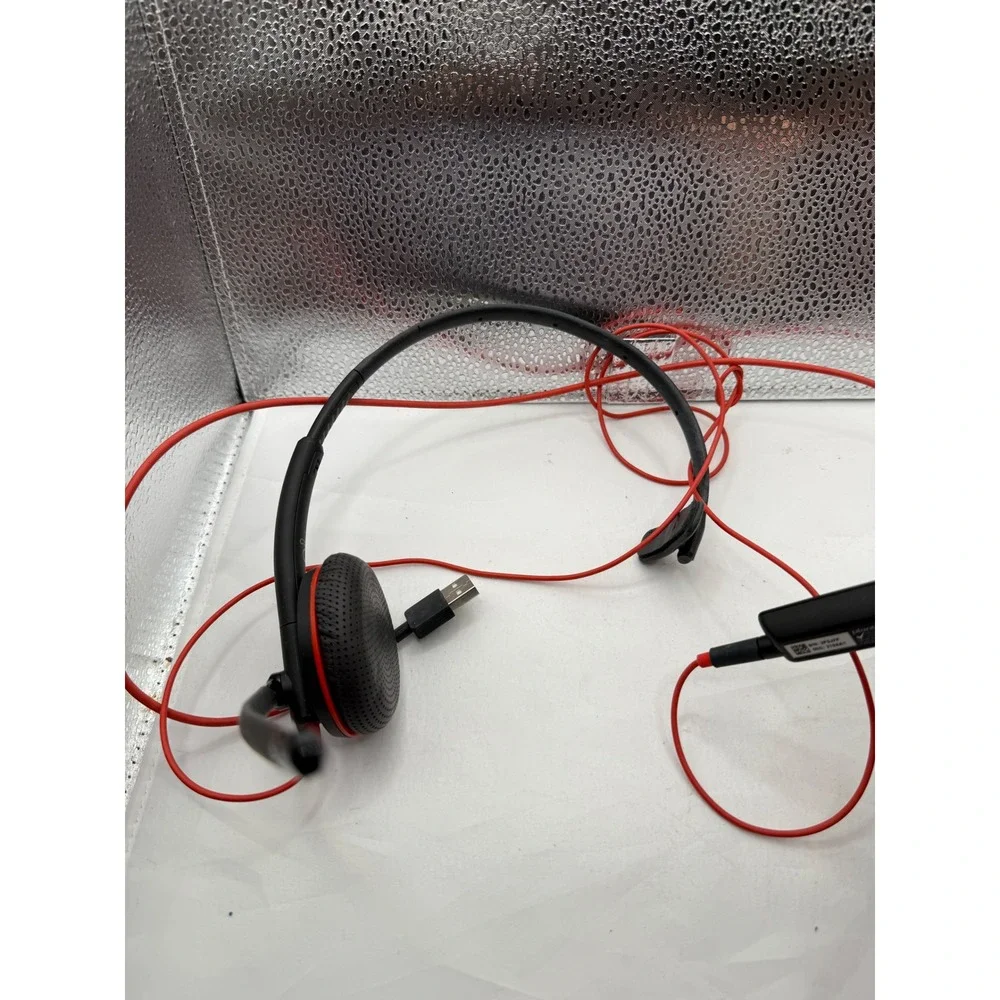 Plantronics PLT C3200 USB Headset Noise Canceling Microphone Red Cord Office‎